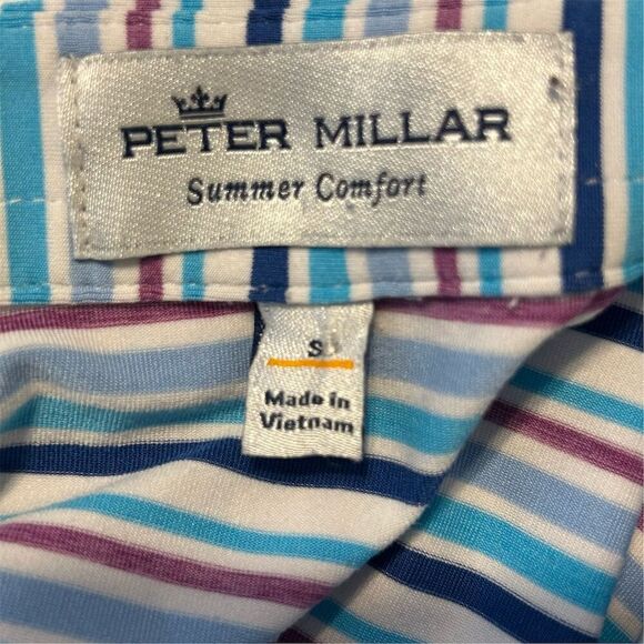 Peter Millar Men's Striped Golf Polo Shirt Multicolor Size S - Picture 11 of 14